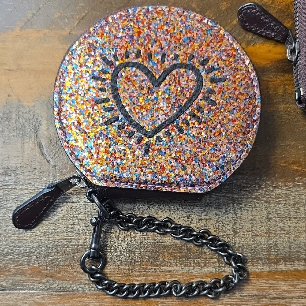 Coach x Keith Haring Glitter Heart Wallet Set